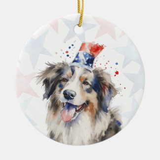 Collie Dog, 4th of july Personalized Keramisch Ornament