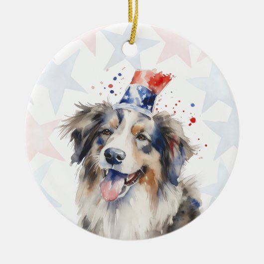 Collie Dog, 4th of july Personalized Keramisch Ornament (Voorkant)