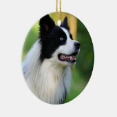 Collie Dog aan de zwarte en witte rand Keramisch Ornament (Rechts)