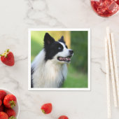 Collie Dog aan de zwarte en witte rand Servet (Insitu)
