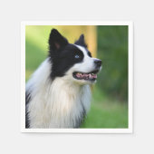 Collie Dog aan de zwarte en witte rand Servet (Voorkant)