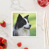 Collie Dog aan de zwarte en witte rand Servet (Insitu)
