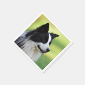 Collie Dog aan de zwarte en witte rand Servet (Hoek)