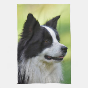 Collie Dog aan de zwarte en witte rand Theedoek