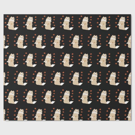 Collie Dog, Autumn Leaves Cadeaupapier (Vlak)