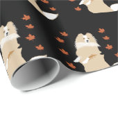 Collie Dog, Autumn Leaves Cadeaupapier (Rol Hoek)