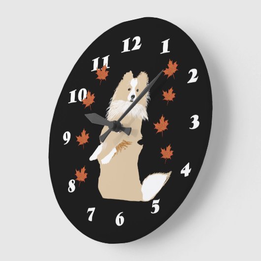 Collie Dog, Autumn Leaves Grote Klok (Hoek)