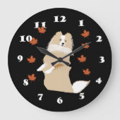 Collie Dog, Autumn Leaves Grote Klok (Voorkant)