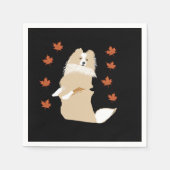 Collie Dog, Autumn Leaves Servet (Voorkant)