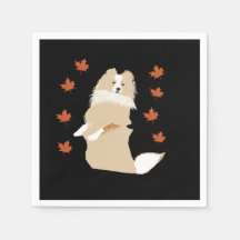 Collie Dog, Autumn Leaves