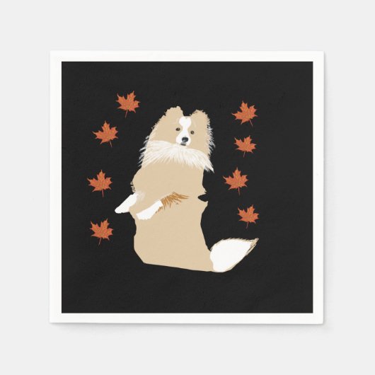 Collie Dog, Autumn Leaves Servet (Voorkant)
