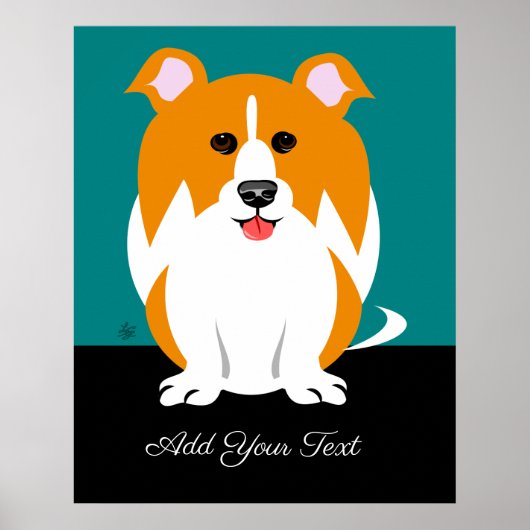 Collie Dog Cartoon Art Poster (Voorkant)