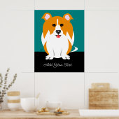 Collie Dog Cartoon Art Poster (Keuken)