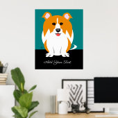 Collie Dog Cartoon Art Poster (Thuiskantoor)