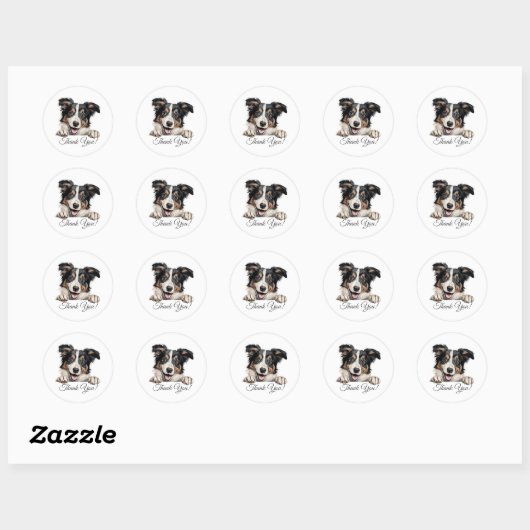 Collie Dog, dank je Ronde Sticker (Vel)