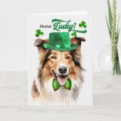 Collie Dog Feelin' Lucky St Patrick's Day Feestdagen Kaart (Voorkant)