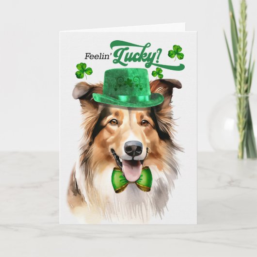 Collie Dog Feelin' Lucky St Patrick's Day Feestdagen Kaart (Voorkant)
