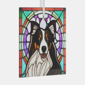 Collie Dog "Glas in lood" Glas Ornament (Voorkant Rechts)