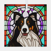 Collie Dog "Glas in lood" Glas Ornament (Achterkant)