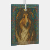 Collie Dog "Glas in lood" Glas Ornament (Voorkant Rechts)