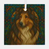 Collie Dog "Glas in lood" Glas Ornament (Achterkant)