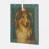 Collie Dog "Glas in lood" Glas Ornament (Voorkant links)