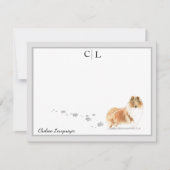 Collie Dog Gray Border Monogram & Jouw naam Notitiekaartje (Voorkant)