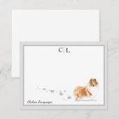 Collie Dog Gray Border Monogram & Jouw naam Notitiekaartje (Voorkant / Achterkant)