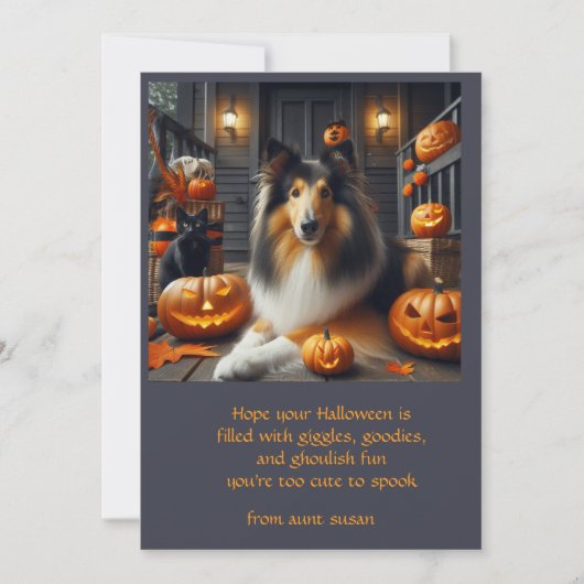 Collie Dog Halloween voor kinderen Feestdagenkaart (Voorkant)
