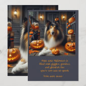 Collie Dog Halloween voor kinderen Feestdagenkaart (Voorkant / Achterkant)