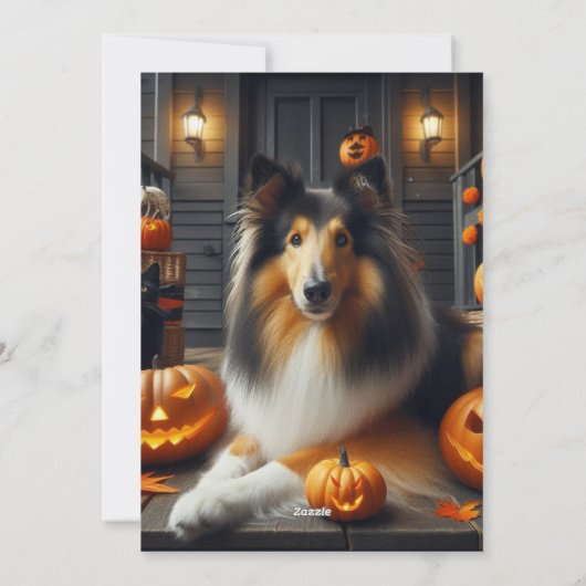 Collie Dog Halloween voor kinderen Feestdagenkaart (Achterkant)