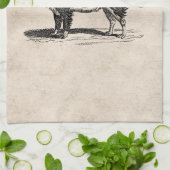  Collie Dog Illustratie van de Grens van 1800s Theedoek (Gevouwen)