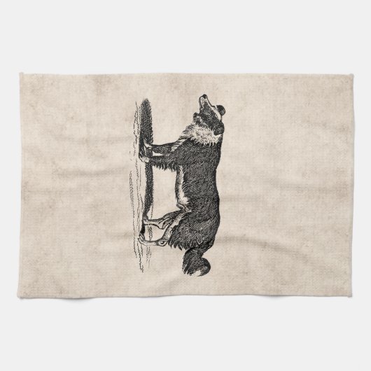  Collie Dog Illustratie van de Grens van 1800s Theedoek (Horizontaal)