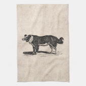 Collie Dog Illustratie van de Grens van 1800s Theedoek (Verticaal)