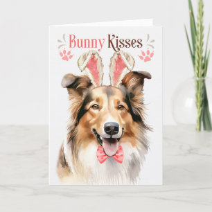 Collie Dog in Bunny Ears voor Pasen Feestdagen Kaart
