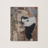 collie dog in een loopplank met kippen legpuzzel (Verticaal)