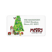 Collie Dog-kerstboomruitadres Etiket (Voorkant)