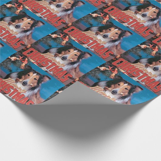 Collie Dog Kerstmis Cadeaupapier (Hoek)