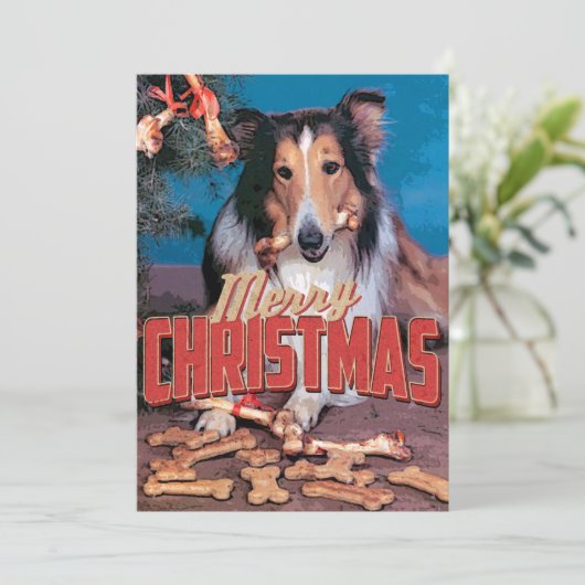 Collie Dog Kerstmis Kaart (Staand voorkant)