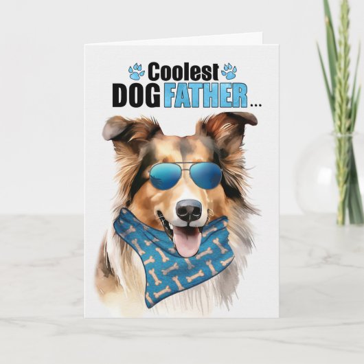 Collie Dog Koudest Dad Vaderdag Feestdagen Kaart (Voorkant)