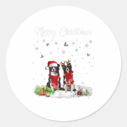 Collie Dog Merry Kerstkerstkerstkerstkerstkerstker Ronde Sticker (Voorkant)