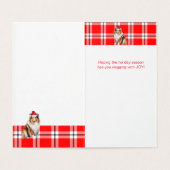 Collie Dog met Holiday Red Pset Kerstmis Kaart (Binnenkant ongevouwen)