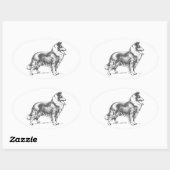 Collie Dog Ovale Sticker (Vel)