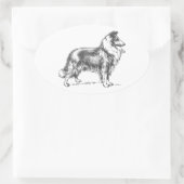 Collie Dog Ovale Sticker (Tas)