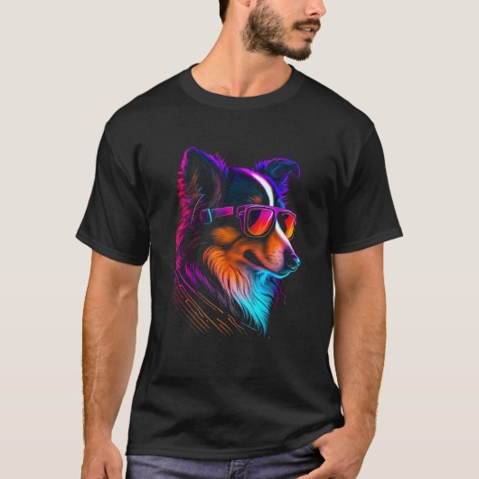Collie Dog owner Vaporwave Notorious DJ T-shirt (Voorkant)
