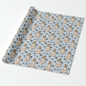Collie Dog Paw Print Patroon Cadeaupapier (Uitgerold)