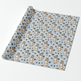 Collie Dog Paw Print Patroon Cadeaupapier