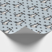 Collie Dog Paw-printerpatroon rand op zilver Cadeaupapier (Hoek)