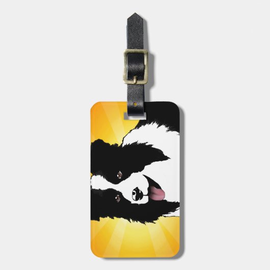 Collie Dog Pop Art Pet Bright aan Bagagelabel (Voorkant verticaal)
