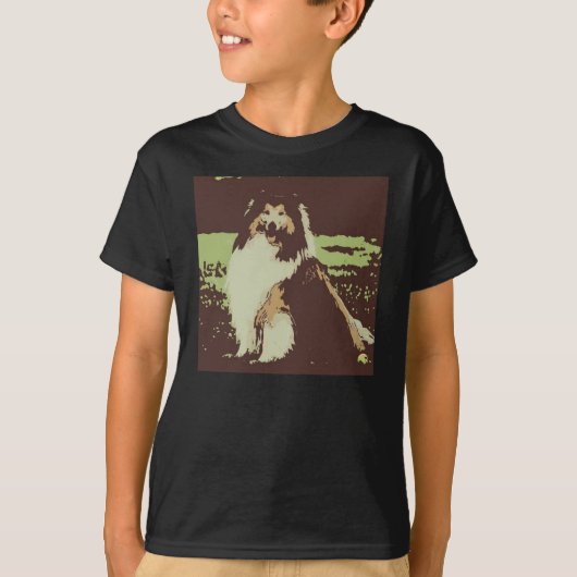 Collie Dog Pop Art T-shirt (Voorkant)